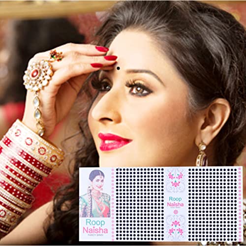 Pack of 3 Roop Naisha Original Bindi Size No.10 (Black) - Smallest Indian Forehead Decoration for Festivals, Weddings & Daily Wear