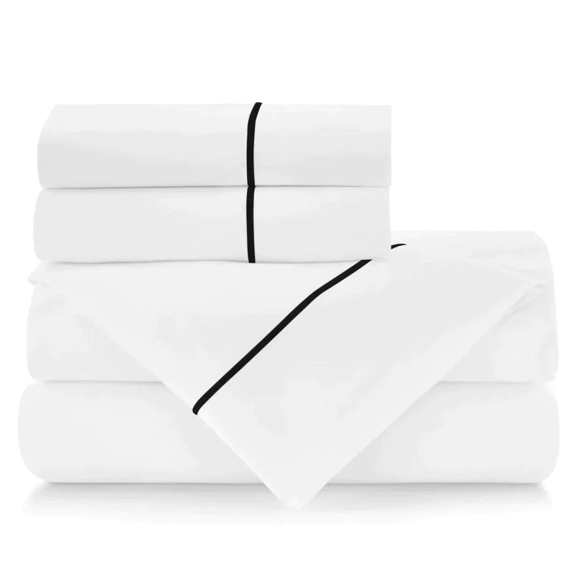 Luxury Embroidered Percale Cotton Sheet Set - 100% Breathable & Soft Bedding for Master Bedroom, Guest Room & Hotel Use
