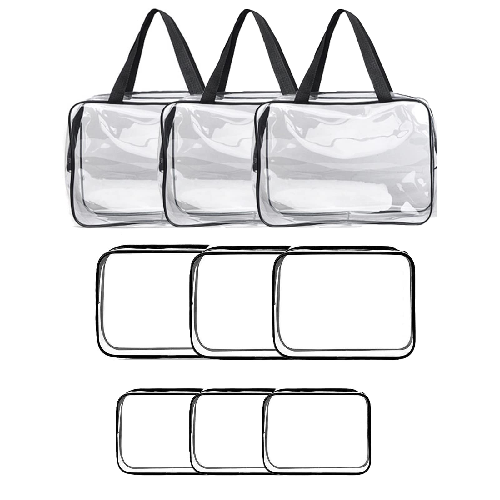 9 PCS Clear Makeup Bags - Waterproof PVC Zippered Toiletry Organizers for Travel, Airport & Business | Perfect for Cosmetics, Toiletries & Travel Essentials Storage