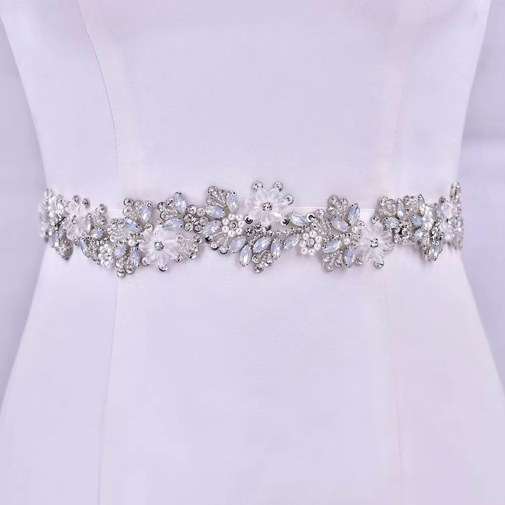 Dakota Pearl & Opal Bridal Belt - Elegant Wedding Sash for Brides, Bridesmaids & Formal Events - Perfect for Ceremonies, Receptions & Photo Shoots