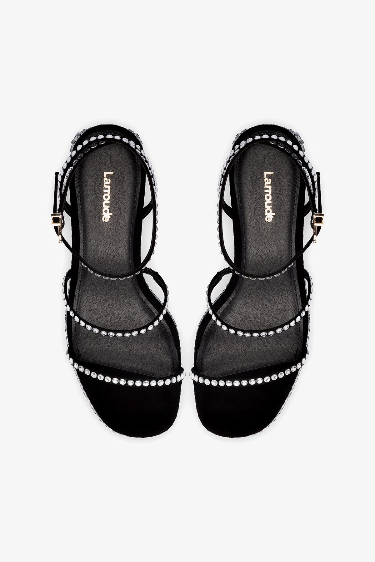 Gio Crystal Sandal in Black Suede - Women's Elegant Rhinestone Dress Sandals for Weddings & Evening Parties