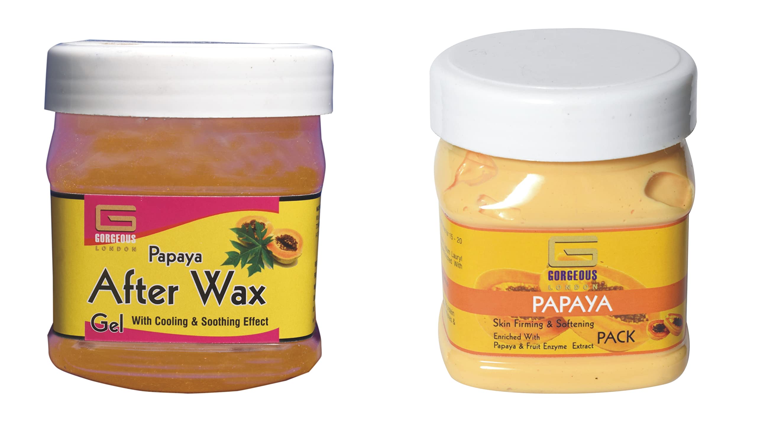 London Papaya After Wax Gel & Papaya Pack Combo (2-Pack, 450ml Each) – Post-Wax Soothing & Skin Care for Smooth, Hair-Free Skin