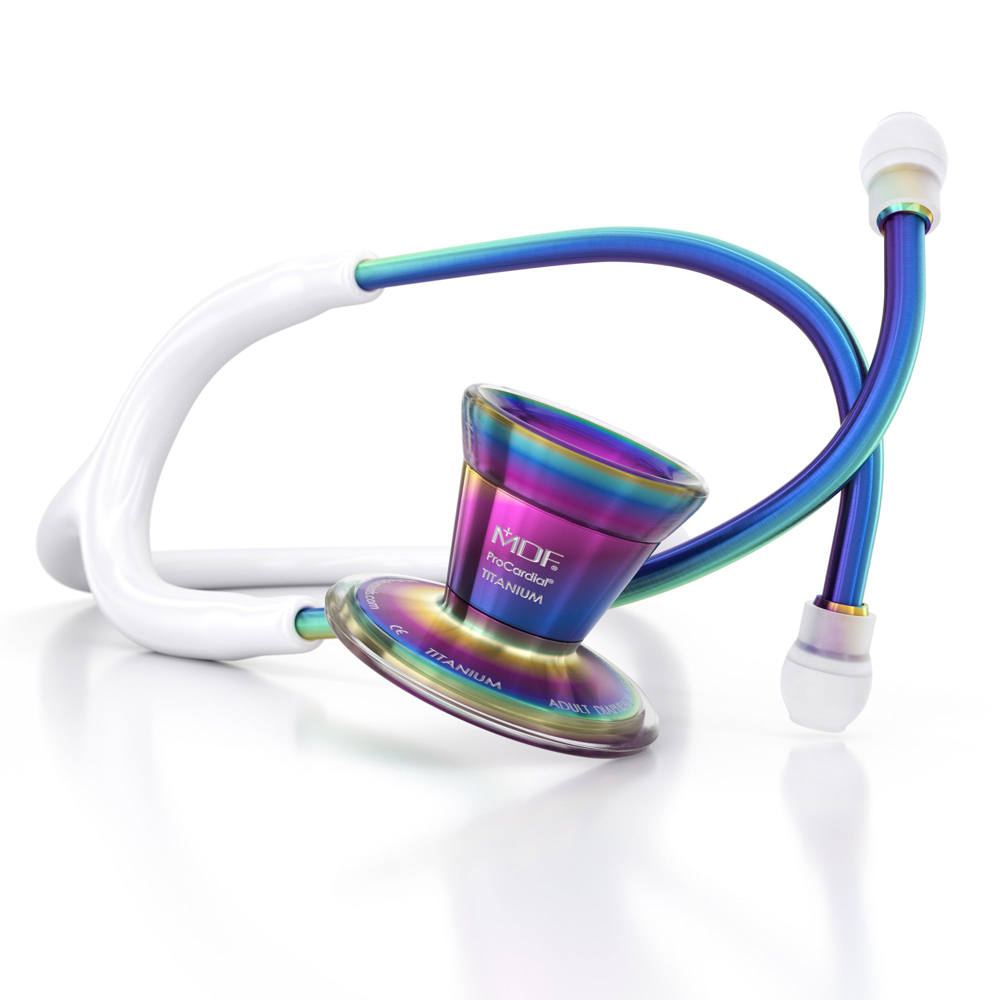 ProCardial® Titanium Cardiology Stethoscope - Premium White & Kaleidoscope Design for Medical Professionals | Ideal for Doctors, Nurses & Healthcare Workers in Hospitals & Clinics