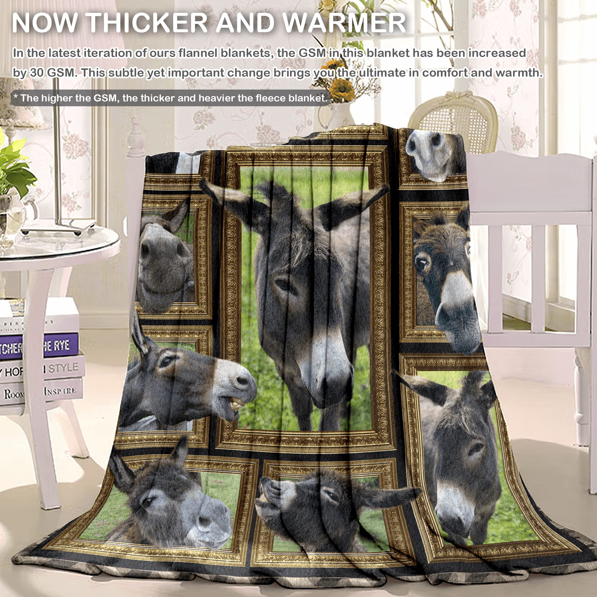 Soft Plush Donkey Throw Blanket for Kids - 40x50 Inch Silky Fleece Blanket for Boys & Girls, Cozy Toddler Blanket for Couch, Bed, Sofa - Perfect for Daycare, Preschool Naptime & Baby Warmth