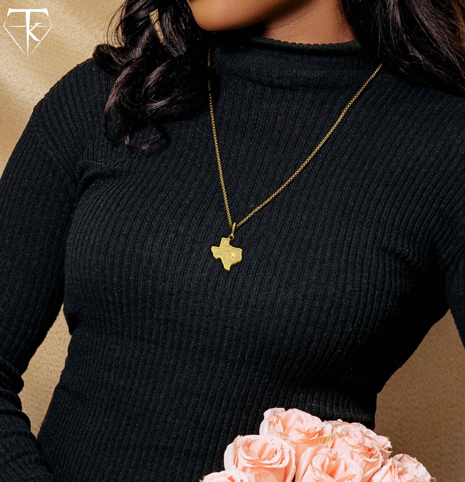 14k Gold Texas Map Pendant Necklace - Yellow, Rose & White Gold Texas Shaped Jewelry for Women & Men - USA Made Travel Charm Gift - Perfect for Texans, Travel Lovers & Anniversary Presents