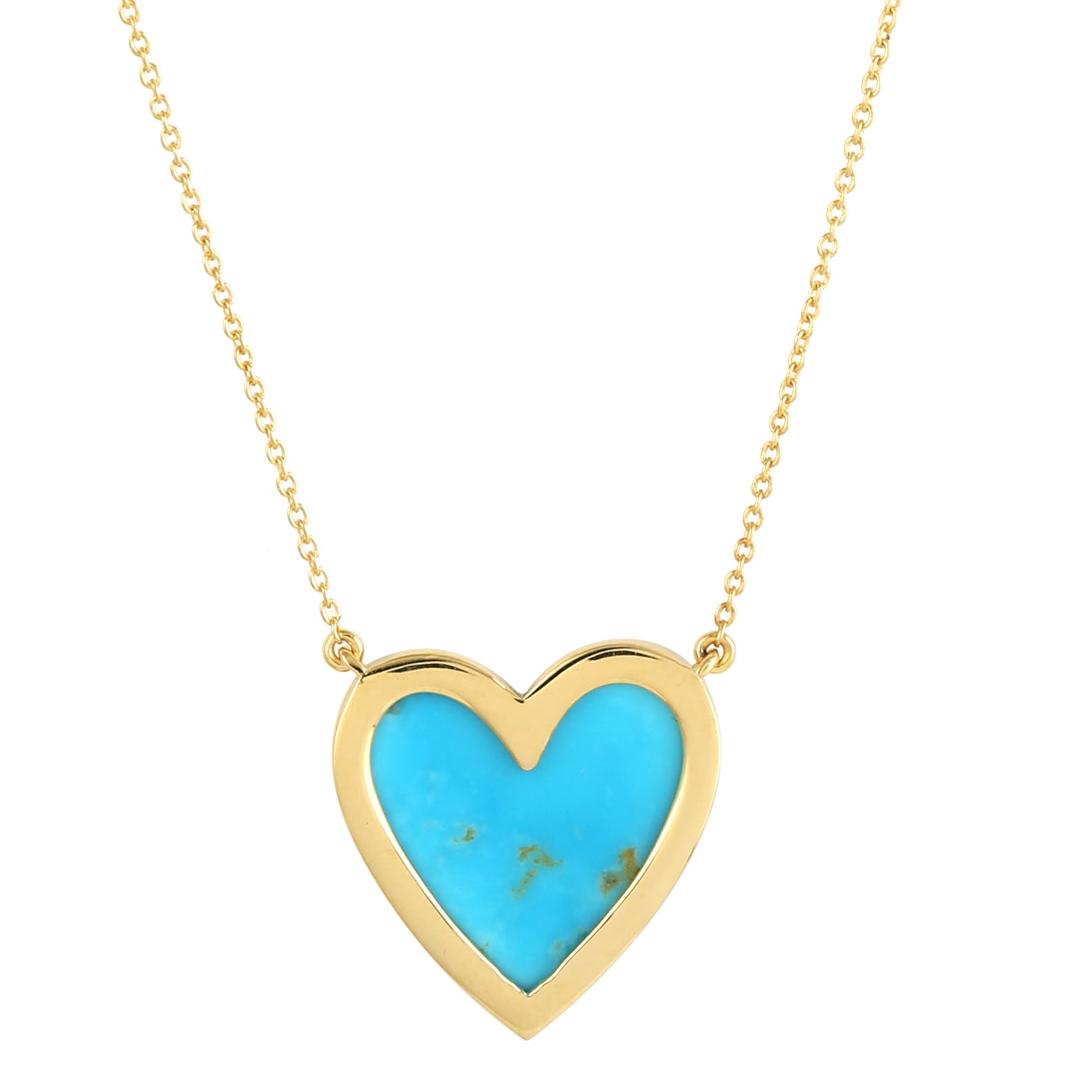 December Birthstone Heart Cut Turquoise Pave Diamond Yellow Gold Choker Necklace - Perfect for Birthdays, Anniversaries & Special Occasions