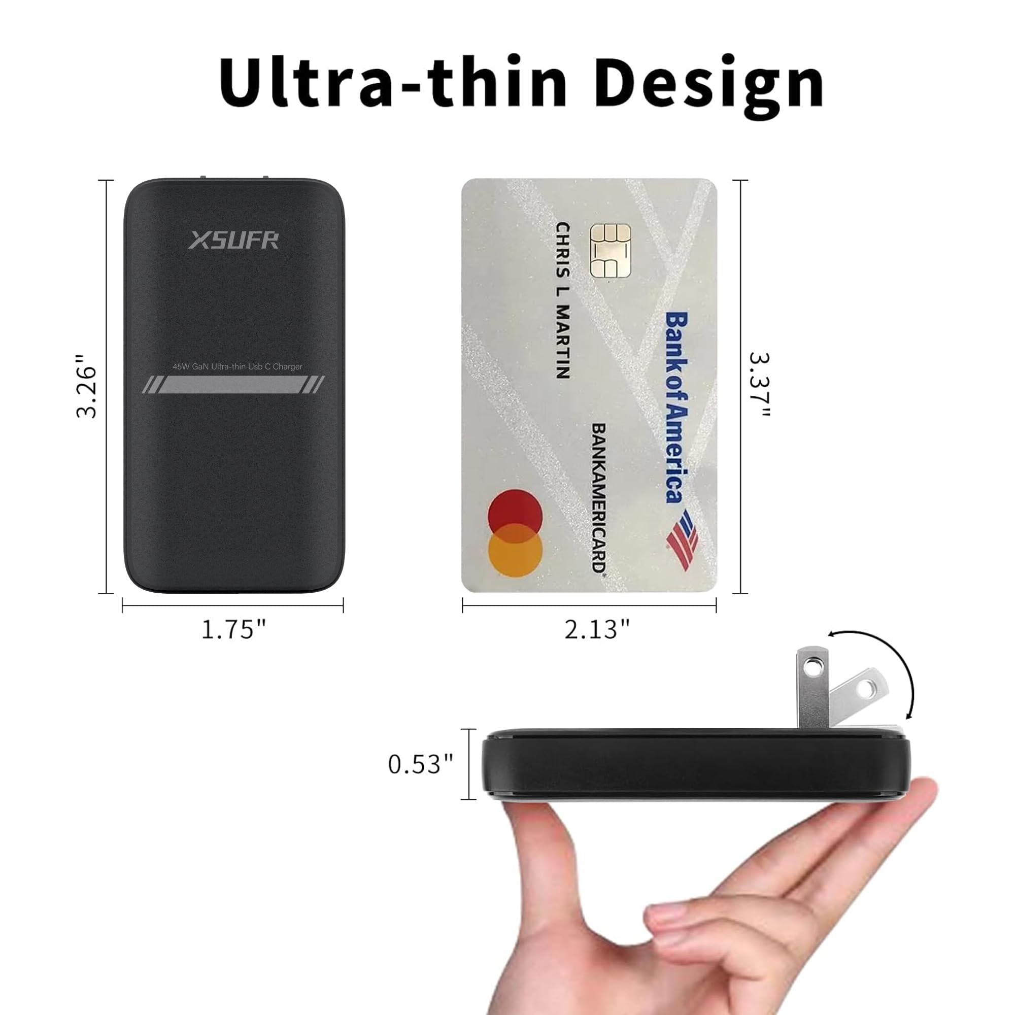 45W USB Wall Charger with PD 3.0 & GaN Technology - Dual USB C Fast Charging Plug for Laptops, Phones, Samsung Galaxy - Compact Folding Design for Travel | Perfect for Home, Office & On-the-Go Charging