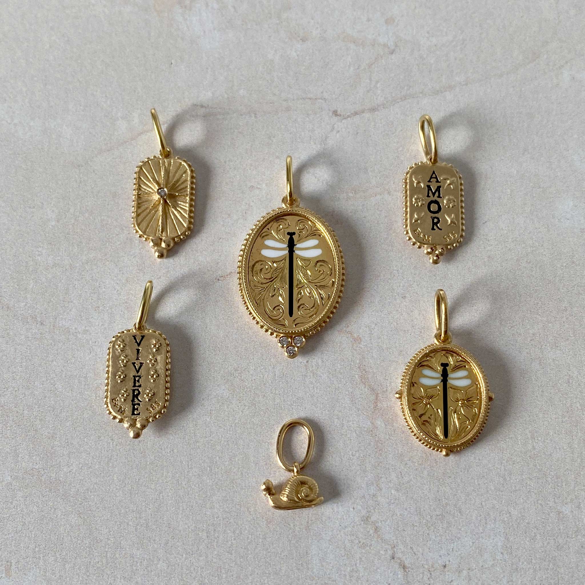 18K Gold Enamel Small Oval Dragonfly Charm Pendant - Elegant Jewelry Gift for Women, Perfect for Necklaces & Bracelets - Birthday, Anniversary, Valentine's Day Present