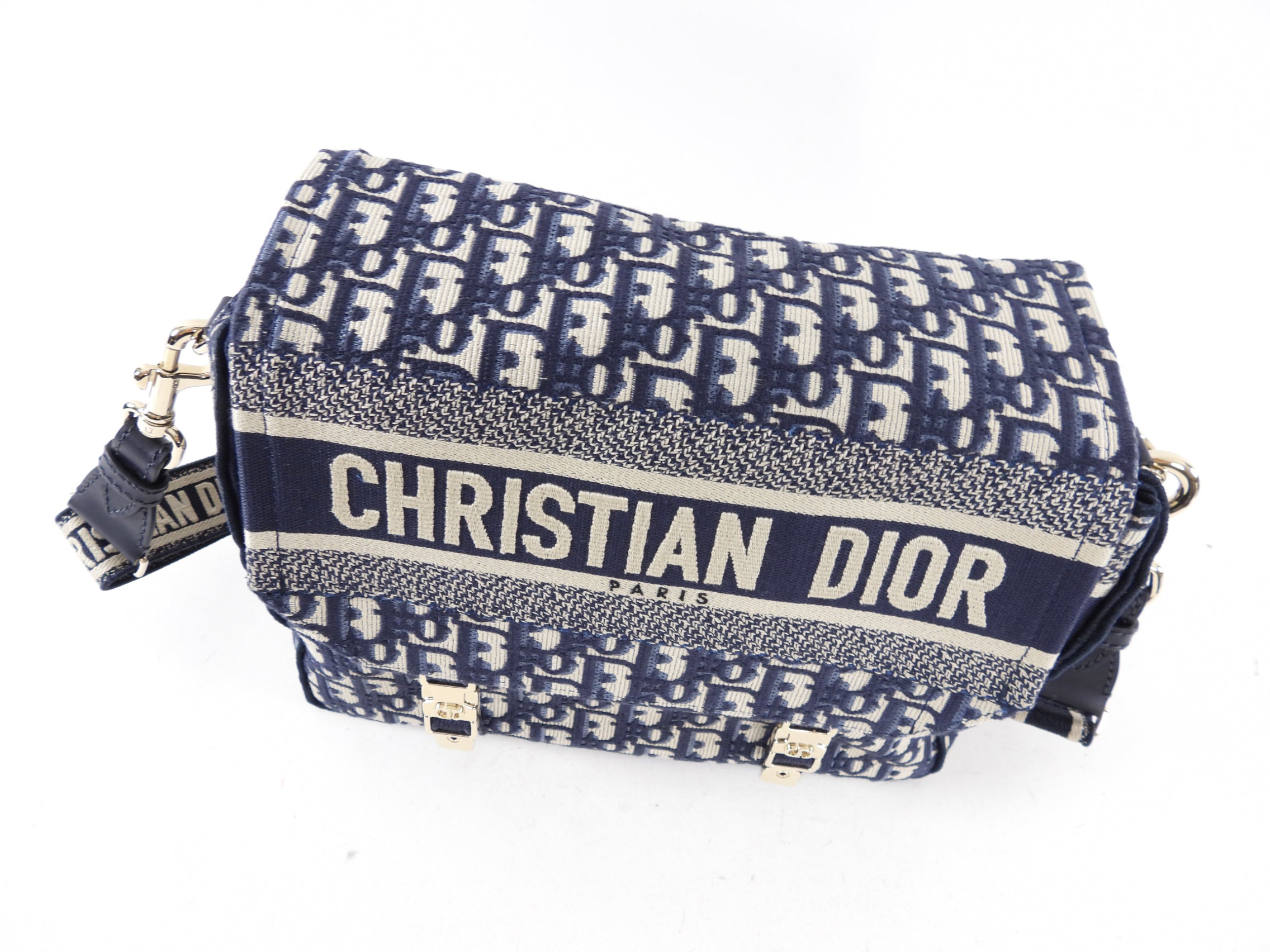 Christian Dior Navy Oblique Diorcamp Monogram Canvas Messenger Bag for Women - Luxury Designer Crossbody Bag for Work, Travel & Everyday Use