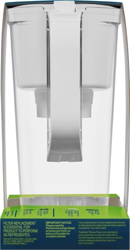Brita Small 6 Cup Denali Water Filter Pitcher with 1 Brita Elite Filter - BPA-Free White Water Filtration System for Clean Drinking Water at Home, Office or Travel