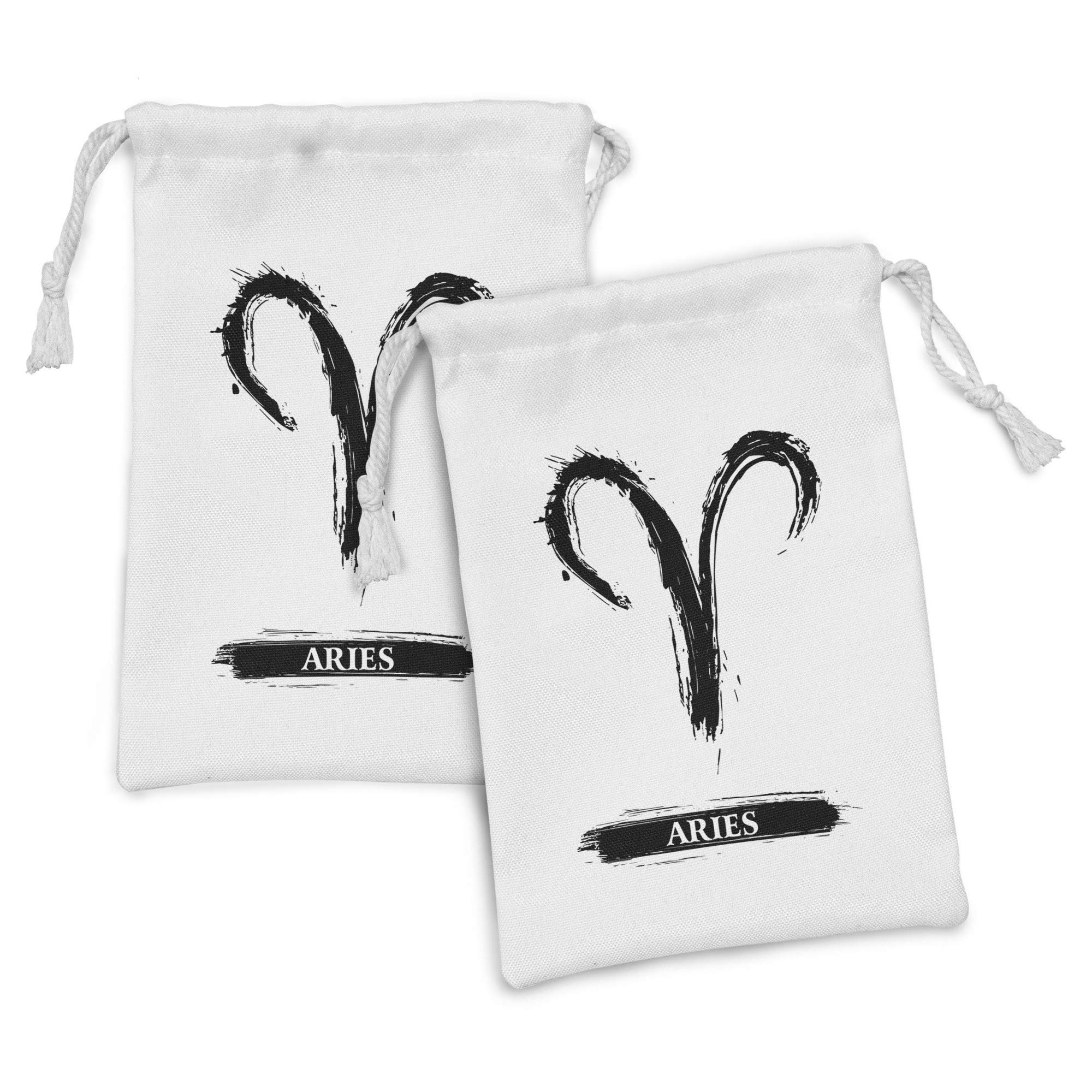 Ambesonne Astrology Fabric Pouch Set of 2 - Aries Zodiac Sign Drawstring Bags with Grunge Venus Design (9