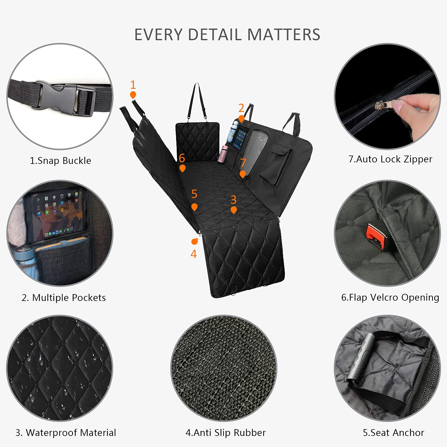 Waterproof Dog Car Seat Cover for Back Seat - Non-Slip Hammock with Mesh Window & Storage Pockets - Universal Fit for SUV, Sedan - Perfect for Road Trips, Vet Visits & Outdoor Adventures