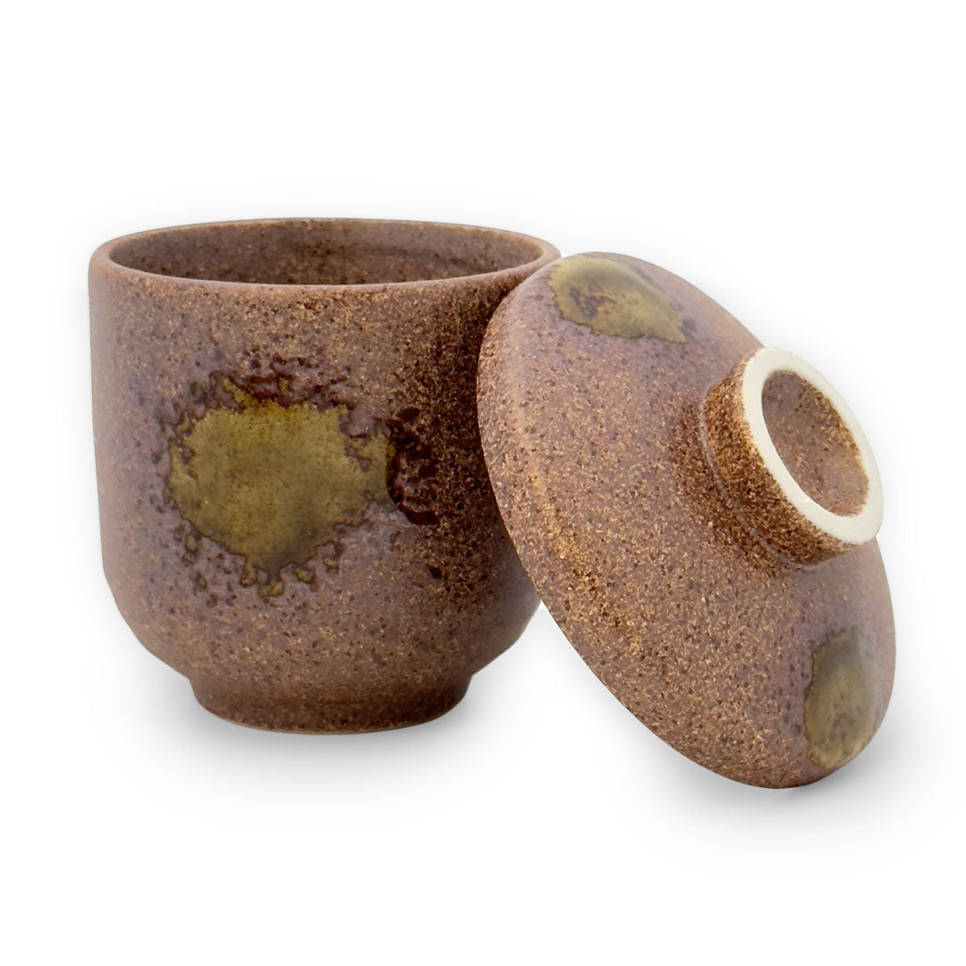 Premium Brown & Moss Green Chawan Mushi Cup - 6 fl oz (2.65
