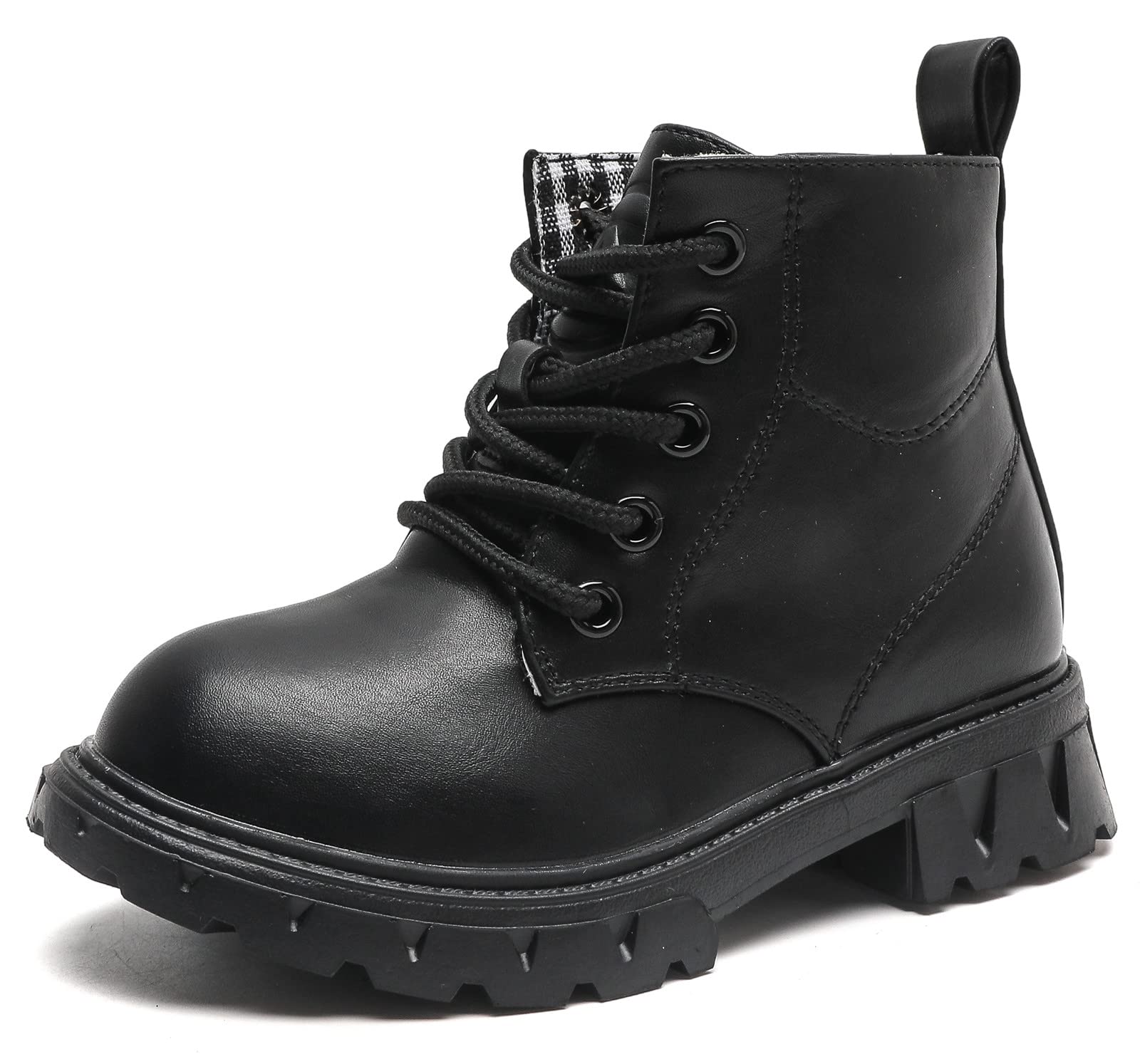 KKDOM Boys & Girls Waterproof Combat Boots with Lace-Up & Side Zipper - Ankle Boots for Toddler, Little Kid & Big Kid - Perfect for Outdoor Play, School & Winter Adventures