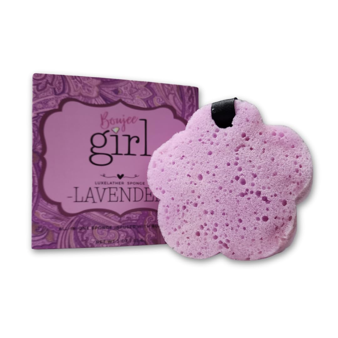 Boujee Girl Exfoliating Shower Sponge with Soap Infusion - Lavender Scented Body Wash Sponge for Smooth Skin | Relaxing Home Spa & Travel Essential | Perfect for Sensitive Skin & Daily Exfoliation