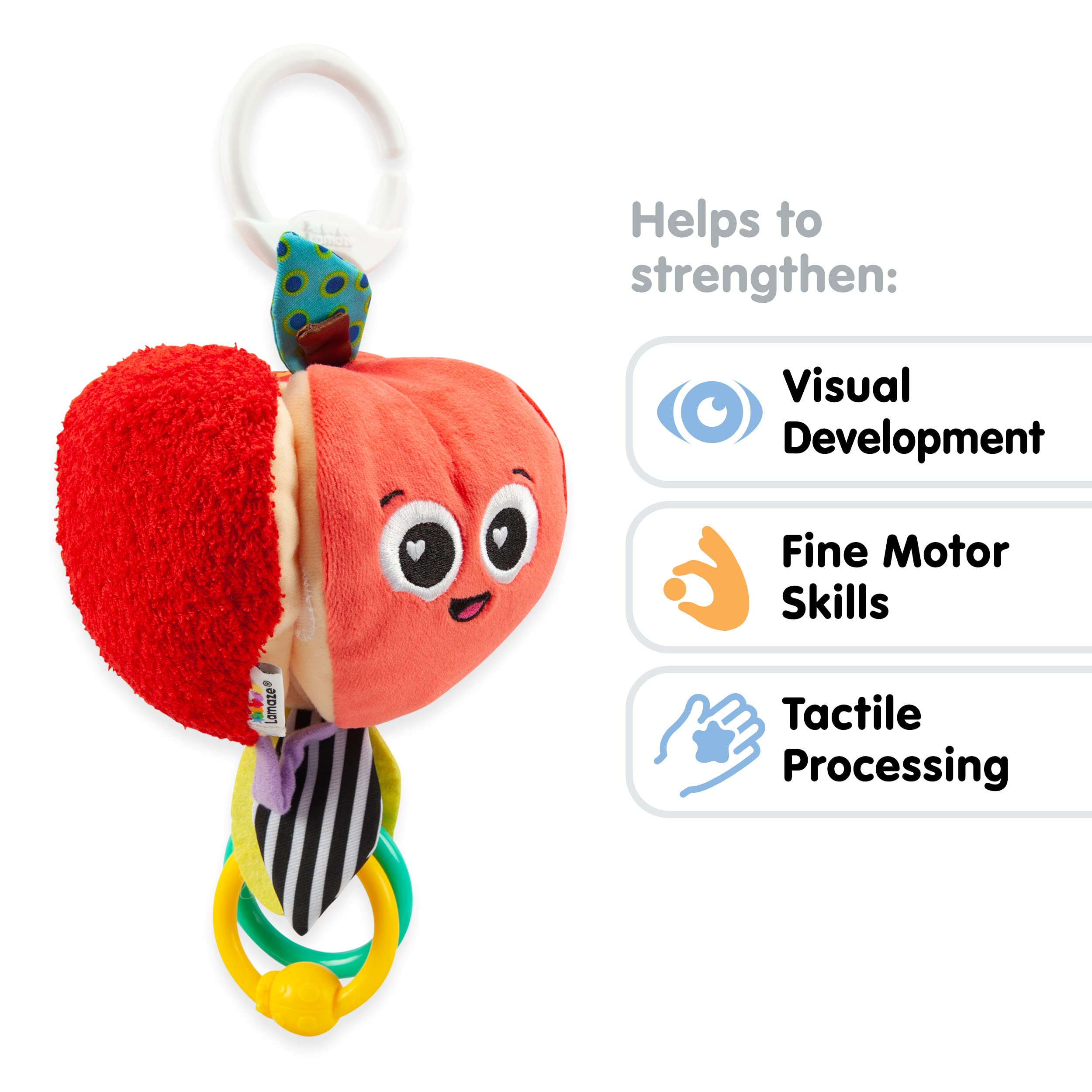 Lamaze Archer The Apple Clip & Go Baby Toy - Soft & Interactive Infant Toy for Strollers, Car Seats & Playtime (6+ Months)
