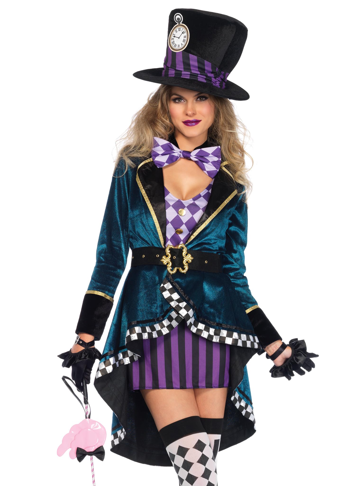 Leg Avenue Women's 5-Piece Delightful Mad Hatter Costume Set - Alice in Wonderland Tea Party, Cosplay & Halloween Costume for Women