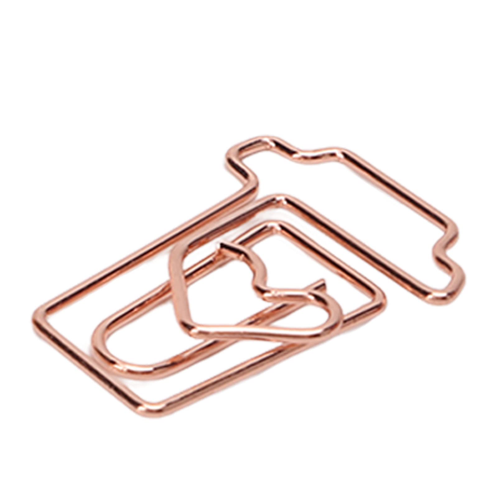 100PCS Rose Gold Electroplated Metal Paper Clips - Cute Mini Office Supplies for Organizing Documents at Home & Work (Medium Size)