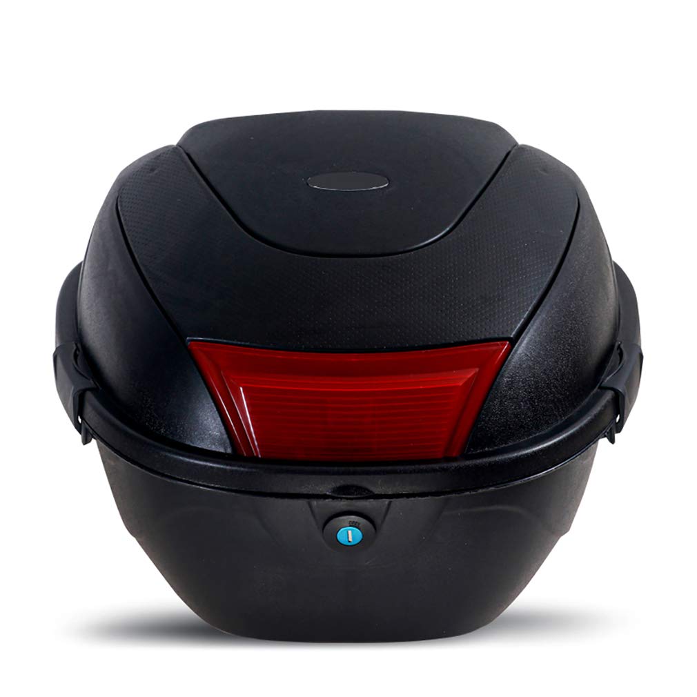 Universal Motorcycle Touring Top Box - Heavy Duty Scooter Tail Trunk Luggage Storage with Backrest & Helmet Compartment (Black) - Perfect for Long Rides, Commuting & Adventure Travel