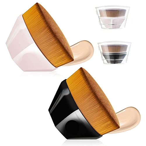 Premium Kabuki Makeup Brush Set - Flat Top Foundation Brush for Flawless Blending of Liquid, Cream & Powder | Includes Protective Case (Pink & Black Hexagon Design) | Perfect for Professional Makeup, Travel & Everyday Beauty Routine