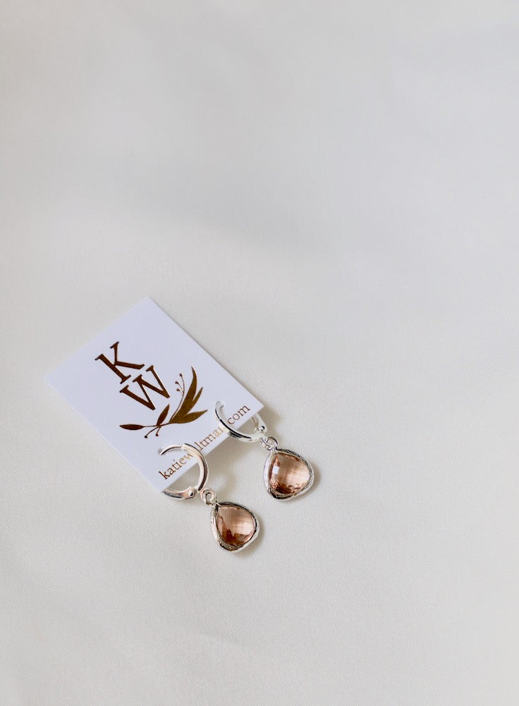Petite Champagne Bezel Huggie Earrings - Dainty Gold Hoop Earrings for Women, Perfect for Everyday Wear & Special Occasions
