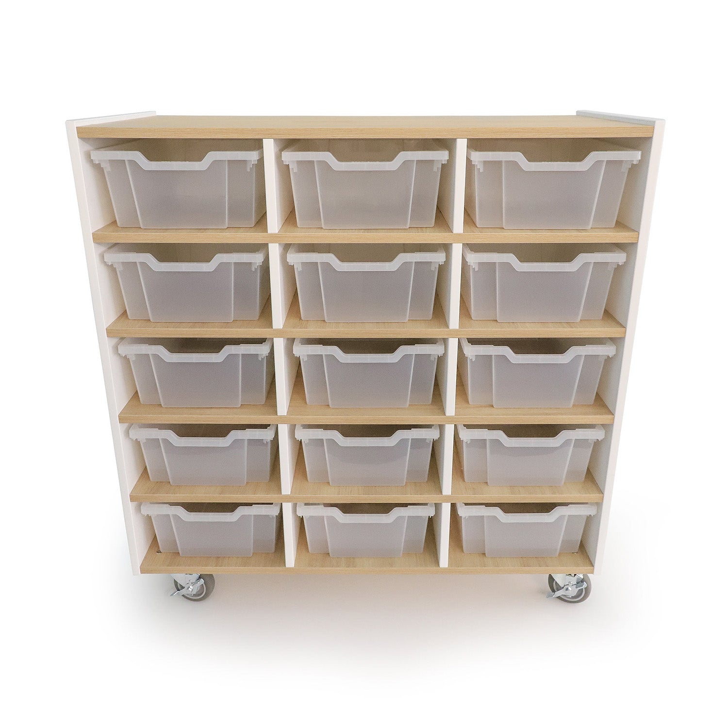 Elevated 15-Tray Mobile Cabinet WB1935 - Heavy-Duty Rolling Storage Cart for Office, Salon, or Workshop Organization