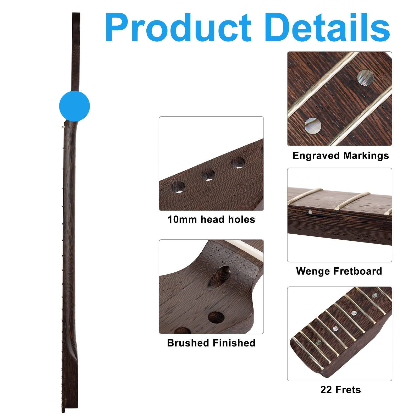 22-Fret Star Wenge Electric Guitar Neck with 14