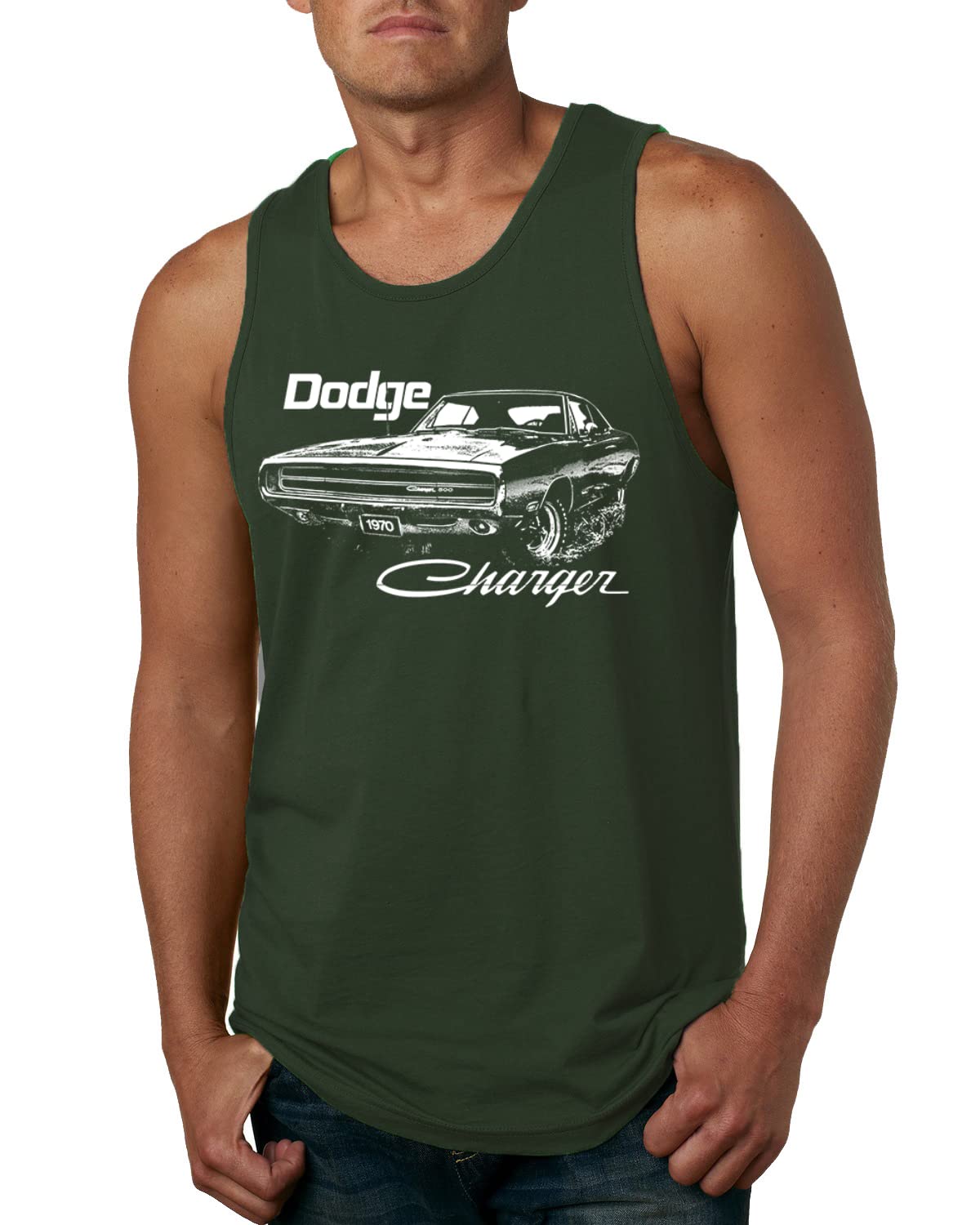 Vintage 1970 Dodge Charger Racing Graphic Tank Top for Men - Retro Muscle Car T-Shirt for Car Enthusiasts & Casual Summer Wear