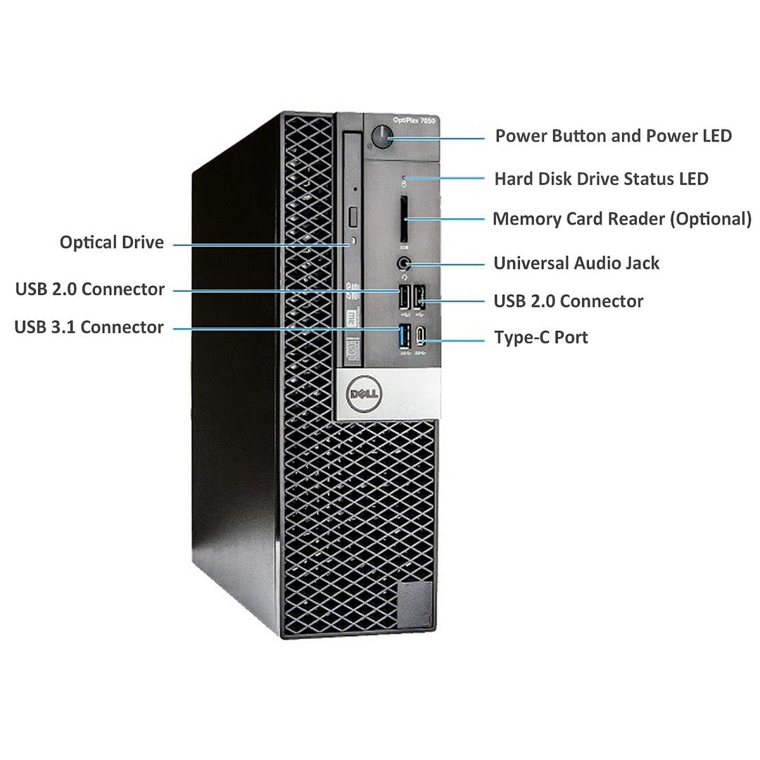 Refurbished Dell OptiPlex 7050 SFF Desktop - Intel Core i7-7700 3.6GHz (Up to 4.2GHz), 32GB DDR4 RAM, 1TB NVMe SSD + 2TB HDD, WiFi 6 (AX200), Bluetooth, Windows 10 Pro - Dual Monitor Support with Wireless Keyboard & Mouse Bundle - Perfect for Home Office, Business Workstations & Gaming Setups