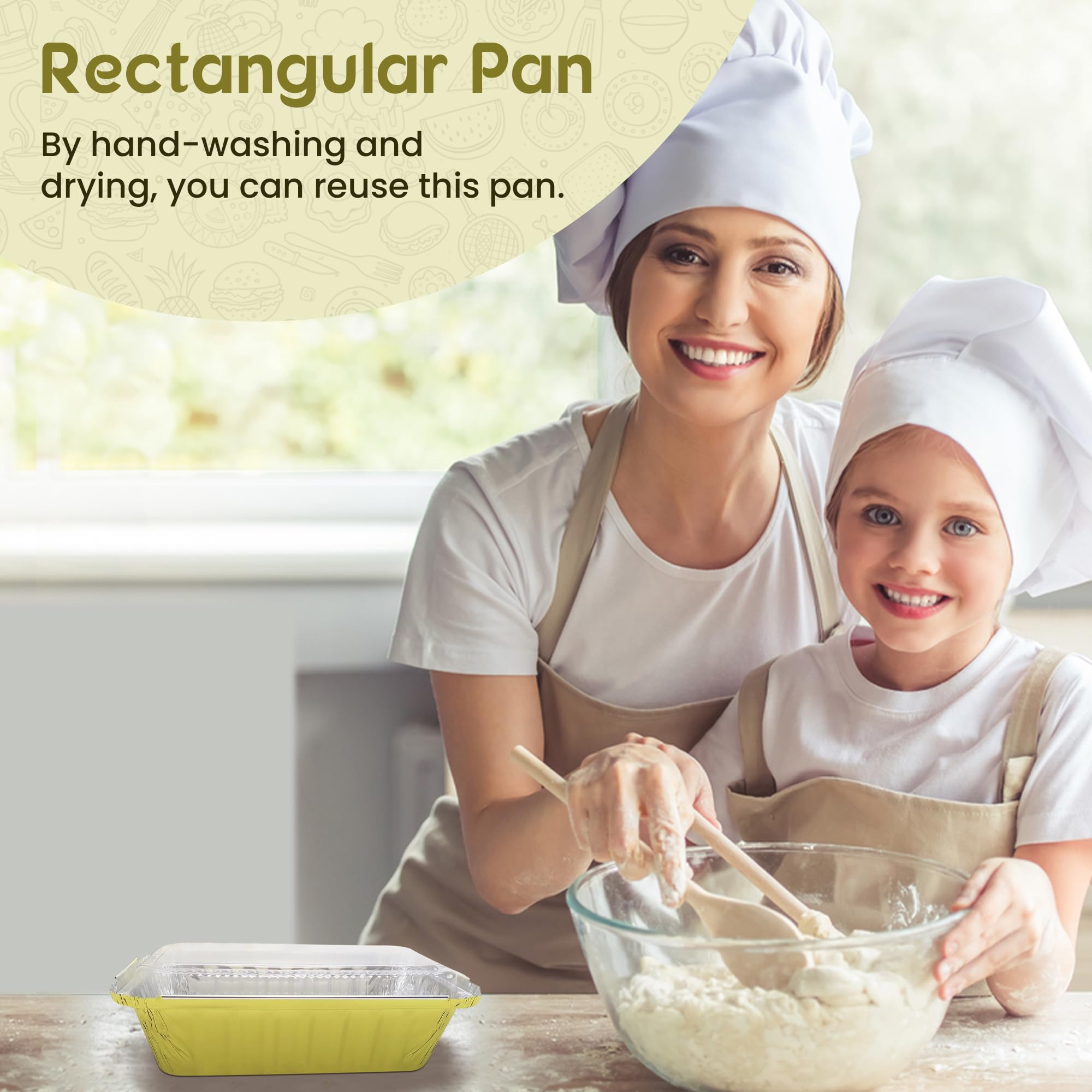 KitchenDance Disposable Gold Aluminum Loaf Pans with Plastic Lids - 50 Pack 1.5lb Rectangular Baking Pans for Bread, Meatloaf, Cakes & Meal Prep - Perfect for Home Baking, Holiday Cooking & Food Storage