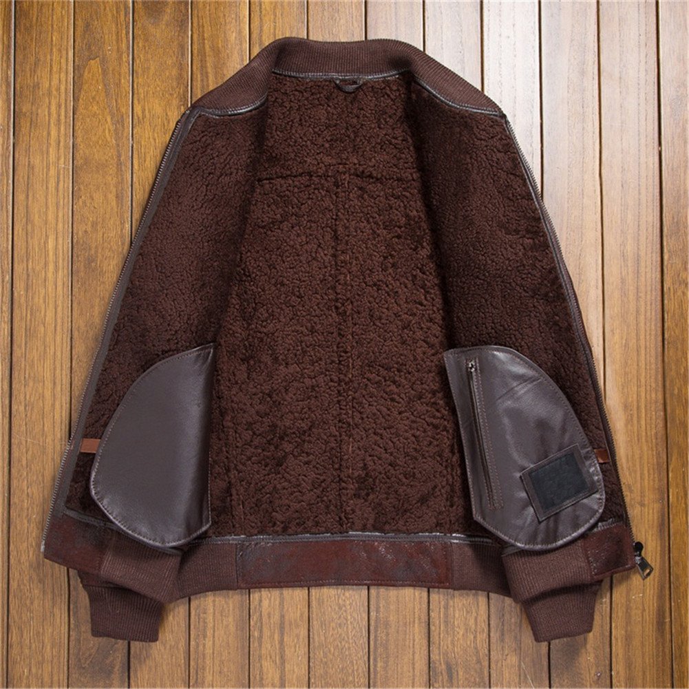 Men's Shearling Leather Jacket - Warm Sheepskin Coat for Motorcycle & Winter