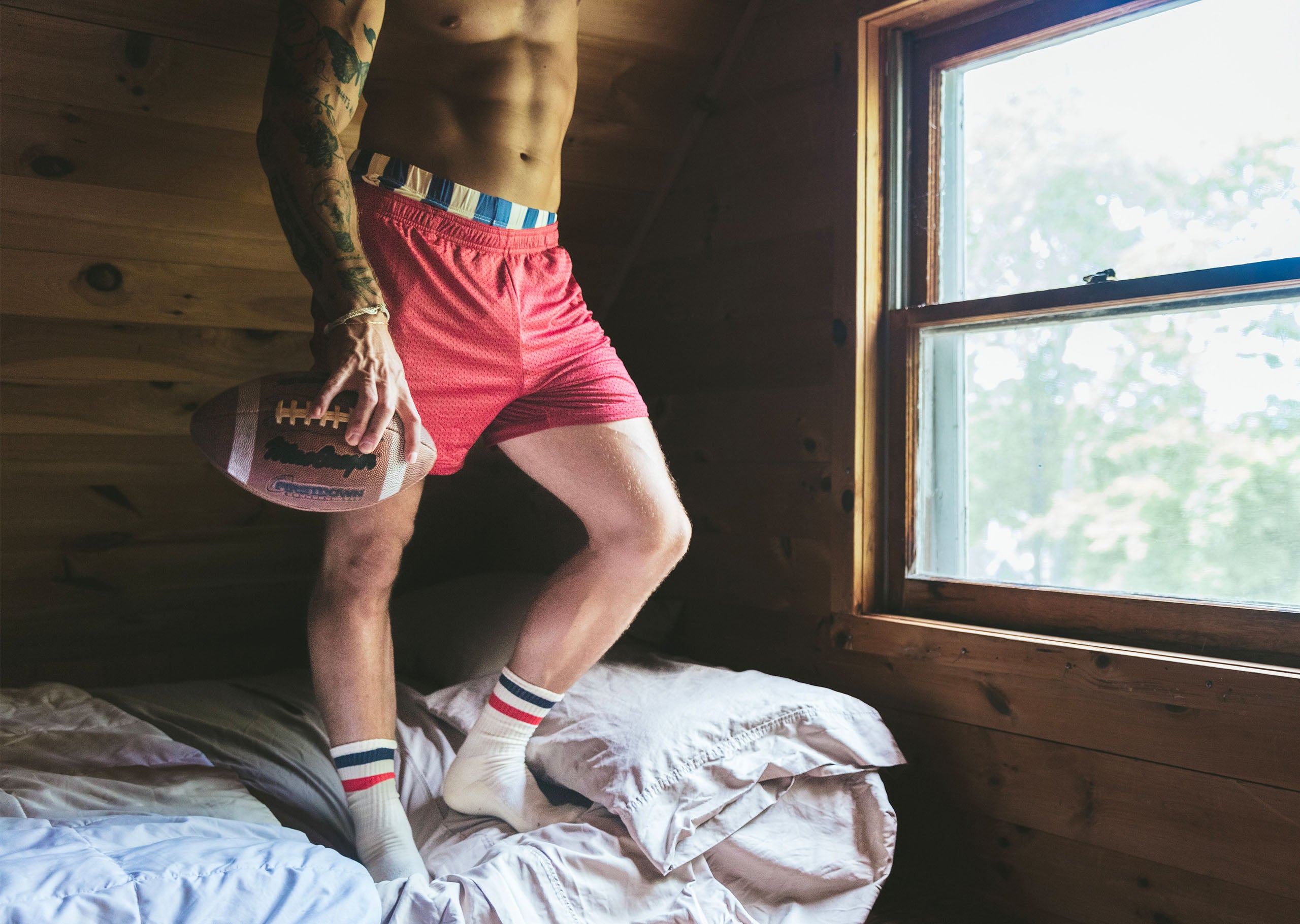 4 Pocket Lounge Shorts for Men - Comfortable Burgundy Casual Shorts with Pockets - Perfect for Relaxing at Home, Lounging, and Outdoor Activities