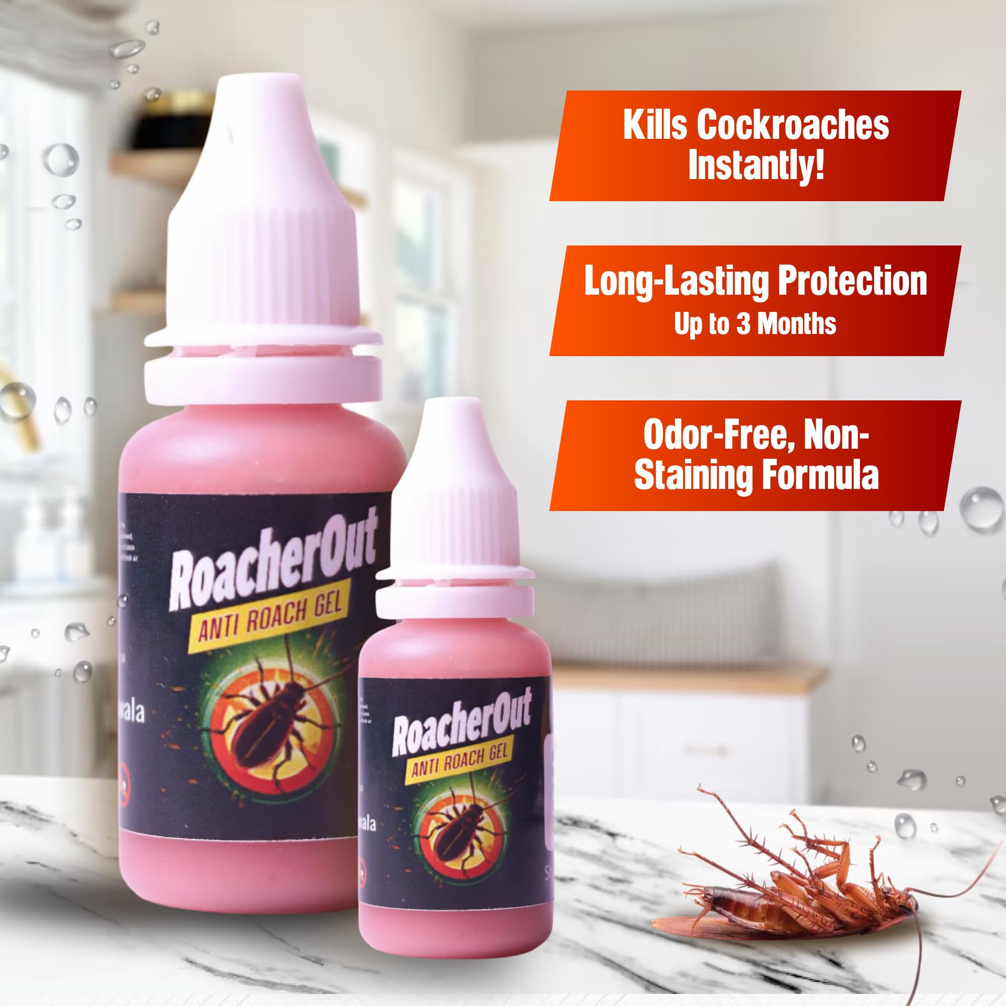 **RoachOut Cockroach Killer Gel - Fast-Acting & Odorless Pest Control (2X20G) - Effective for Kitchens, Living Rooms & Bathrooms - Safe & Easy to Use for Home & Apartments**