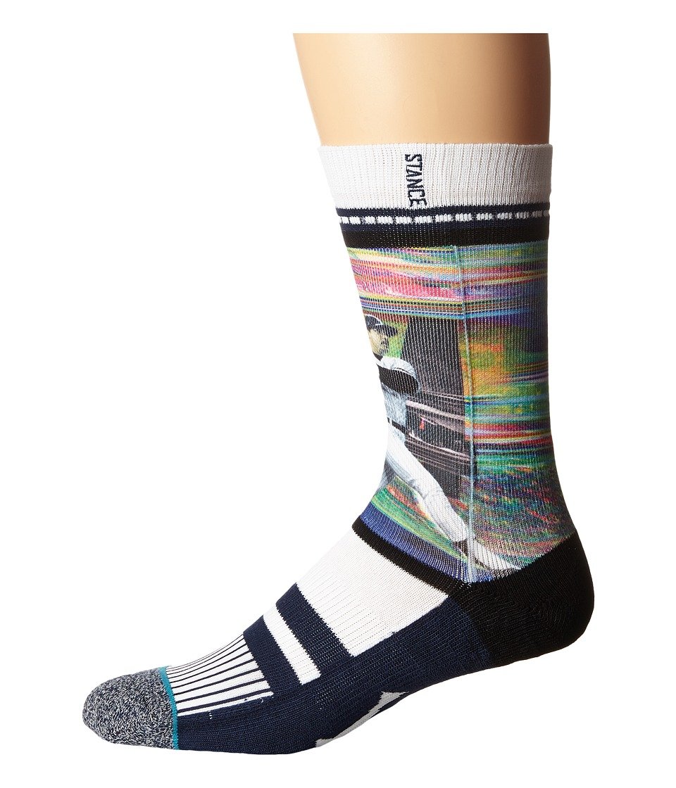 Stance Men's Reggie Jackson White Athletic Socks - Large Size - Breathable & Cushioned for Running, Basketball & Everyday Wear