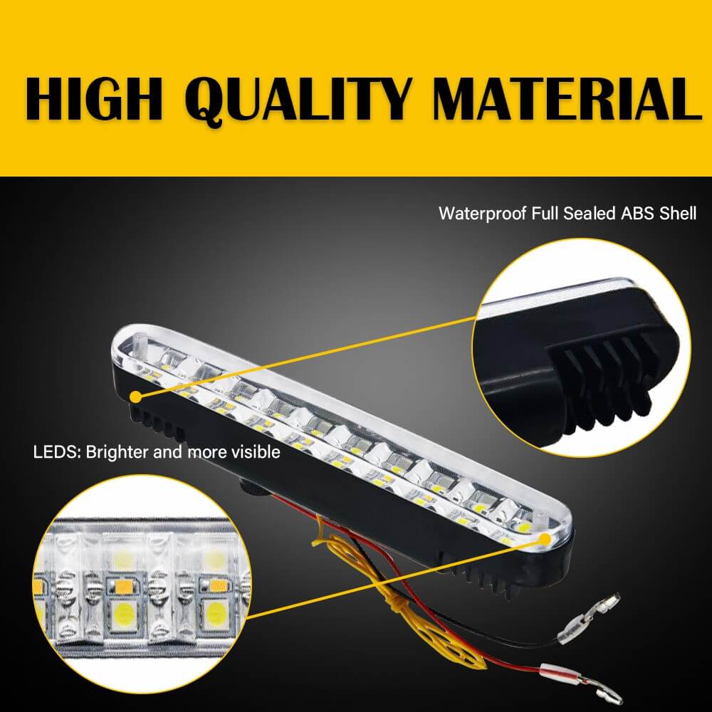 Universal LED Daytime Running Lights Kit - White & Amber Turn Signal Lights (30pcs LED Chips) for Cars, Trucks & SUVs - Enhanced Visibility & Safety Day & Night