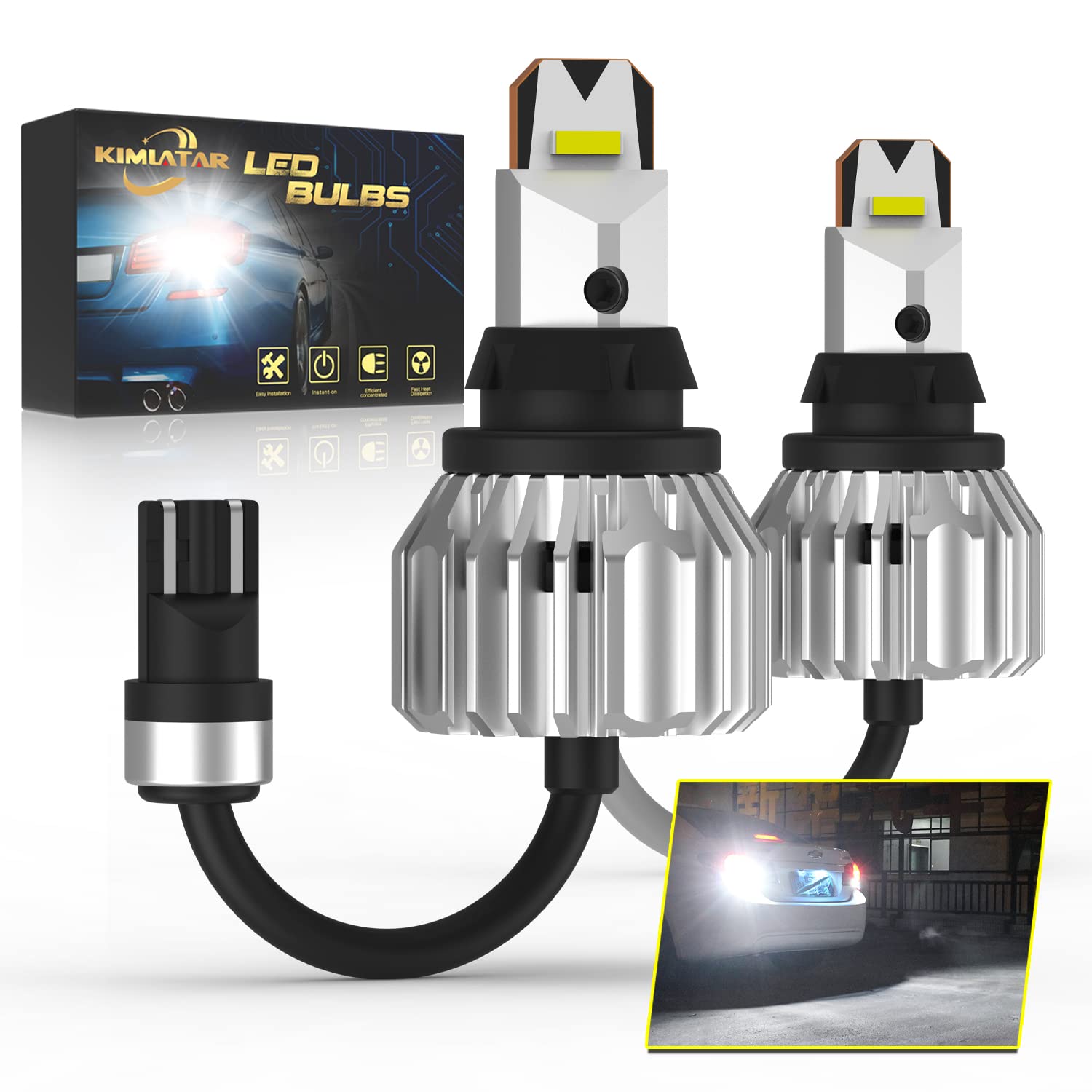 921 LED Bulb Reverse Lights - CANBUS Error Free 4000 Lumens, 6500K High Brightness, T15 921 912 Replacement Bulbs (Pack of 2) - Perfect for Trucks, SUVs, and Cars - Enhanced Nighttime Backing Safety