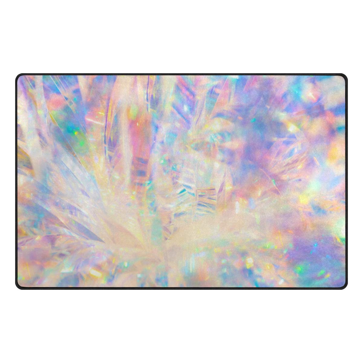 Non-Slip Holographic Iridescent Metallic Rug Pad 5'x3' - Waterproof Floor Protector for Dining Room, Bedroom & Living Room | Adds Shimmer to Home Decor