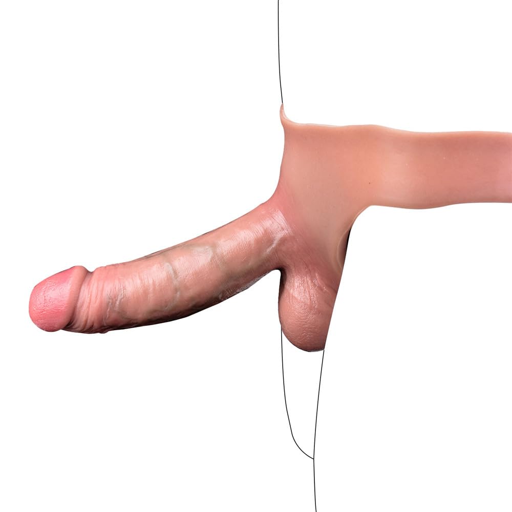 7.5 Inch Realistic Strap-On Dildo Panties - Universal Size Elastic Liquid Silicone Soft Wearable Adult Toy for Men, Women & Couples - Waterproof, Flexible Hollow Sleeve - Perfect for Role Play, BDSM & Couples Intimacy