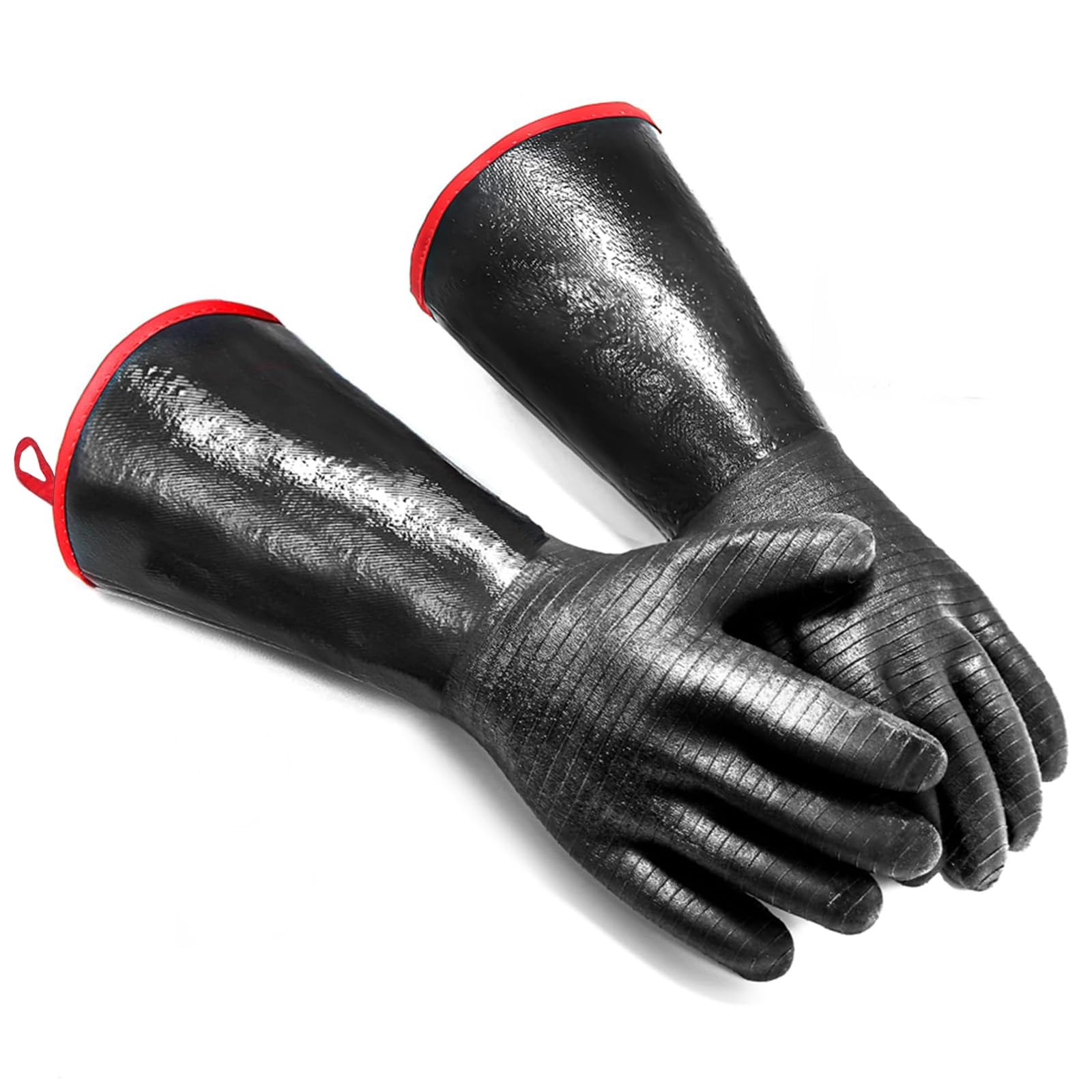 Heat Resistant BBQ Grill Gloves - 932°F Waterproof Long Sleeve Barbecue Gloves for Grilling, Smoking, Baking & Frying - BPA-Free Oven Mitts for Turkey Fryer, Rotisserie & Outdoor Cooking
