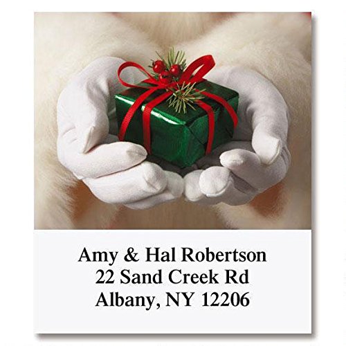 Santa's Hands Self-Adhesive Address Labels - Perfect for Holiday Mailing