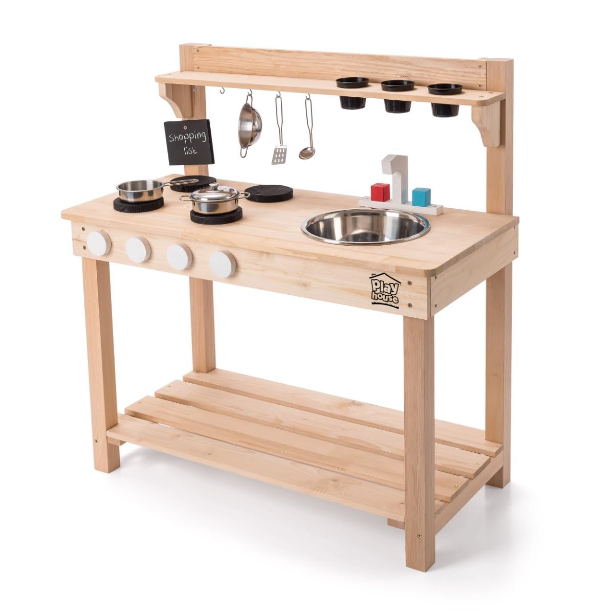 Marvellous Mud Kitchen Playhouse - Eco-Friendly Wooden Outdoor Pretend Kitchen Playset with Cooking Toys for Kids | Perfect for Backyard, Garden & Outdoor Role Play Fun