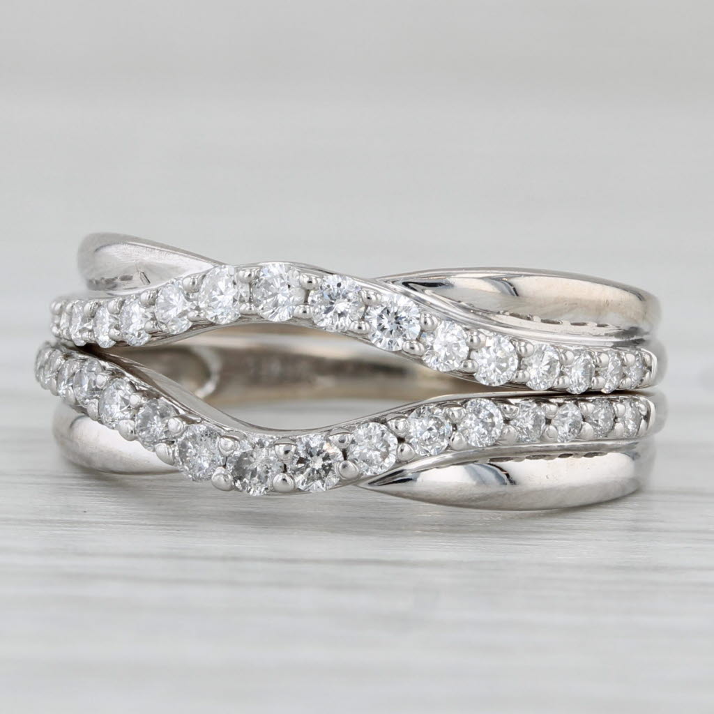 0.46ctw Diamond Contoured Wedding Band Set in 14k White Gold - Matching Bridal Rings for Women, Perfect for Engagement, Anniversary & Vow Renewal Ceremonies