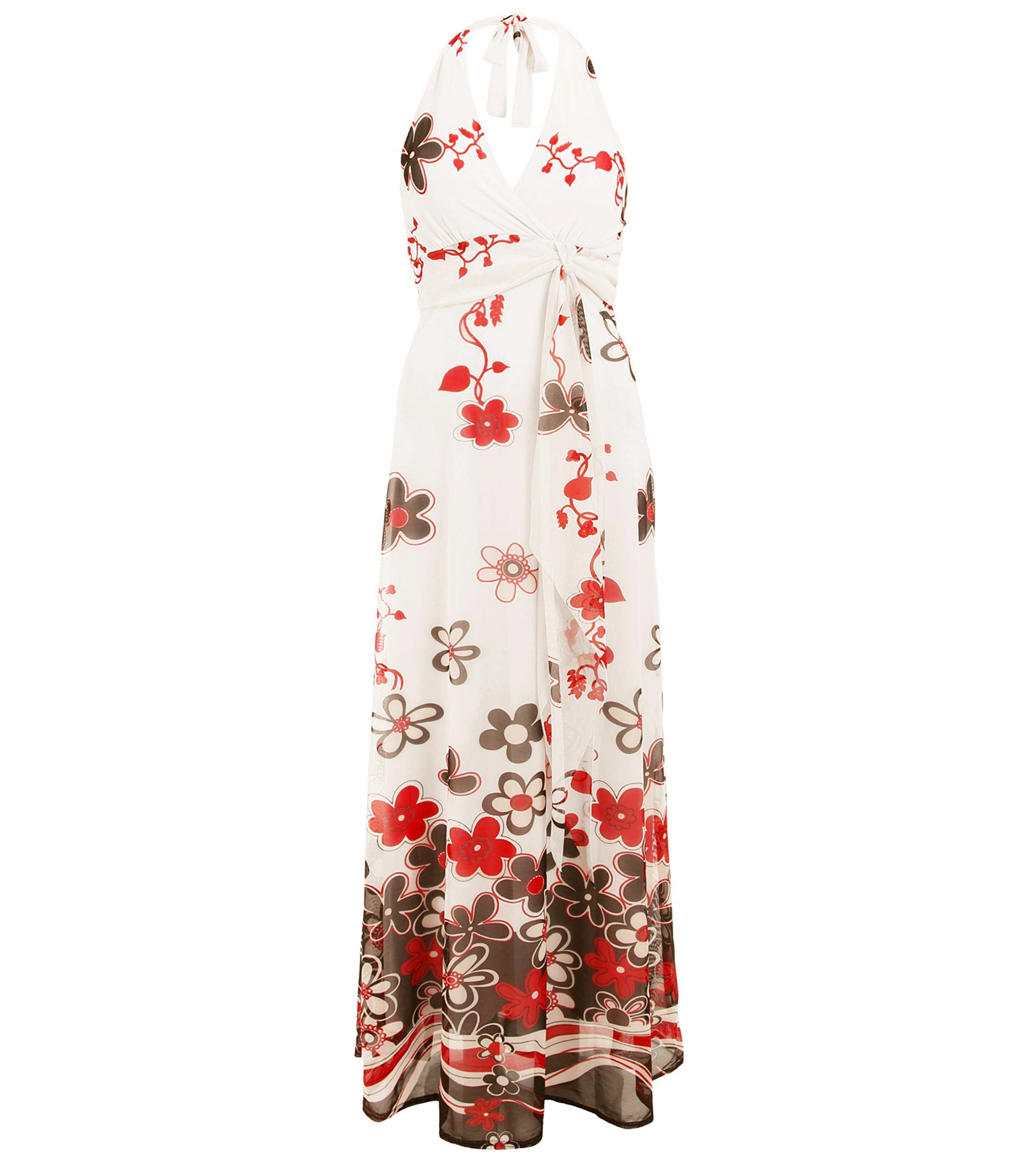 Women's Floral Maxi Dress with Halter Neck & Mesh Lining - Perfect for Summer Beach Vacations, Garden Parties & Casual Outings