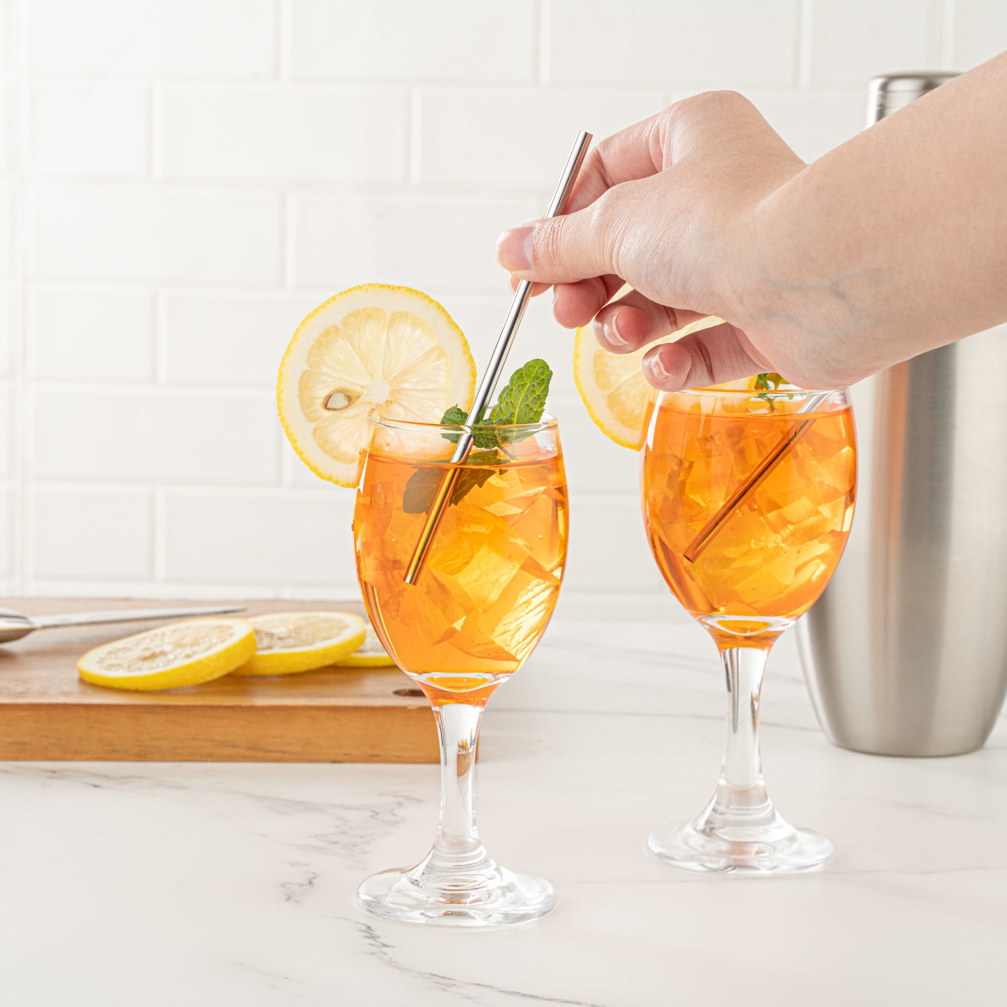 Premium Stainless Steel Straws - 2 Pack | Eco-Friendly Reusable Metal Drinking Straws for Smoothies, Cocktails, and Iced Coffee | BPA-Free & Dishwasher Safe | Bar Lux Brand