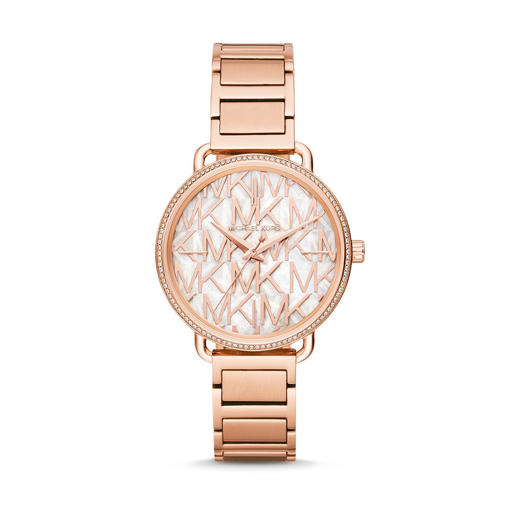 Michael Kors Women's Portia Rose Gold Stainless Steel Quartz Watch with Stainless-Steel Strap - MK3887 Model - Perfect for Everyday Wear, Office & Casual Outfits