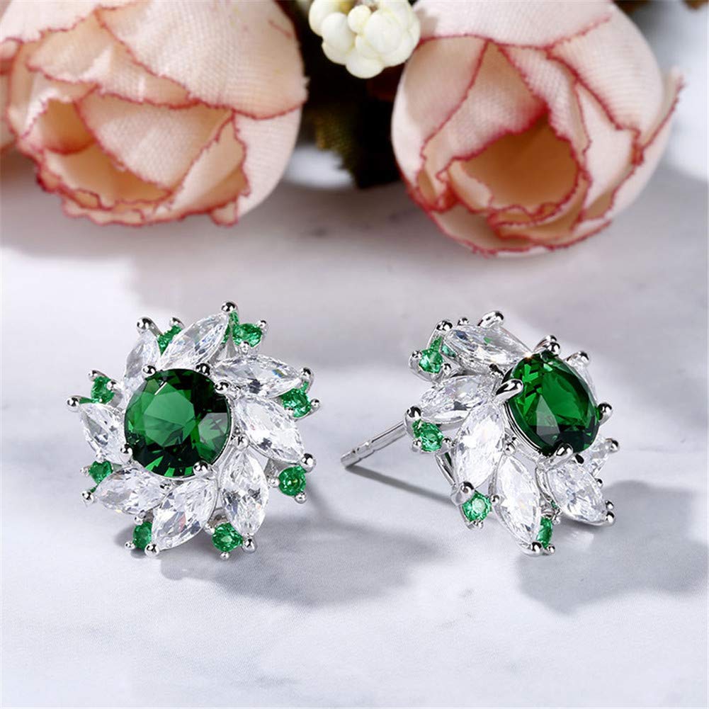 Jeulia S925 Sterling Silver Flower Stud Earrings for Women - Hypoallergenic Halo White Diamond Cut Earrings | Perfect for Engagement, Birthday Gifts & Everyday Elegance
