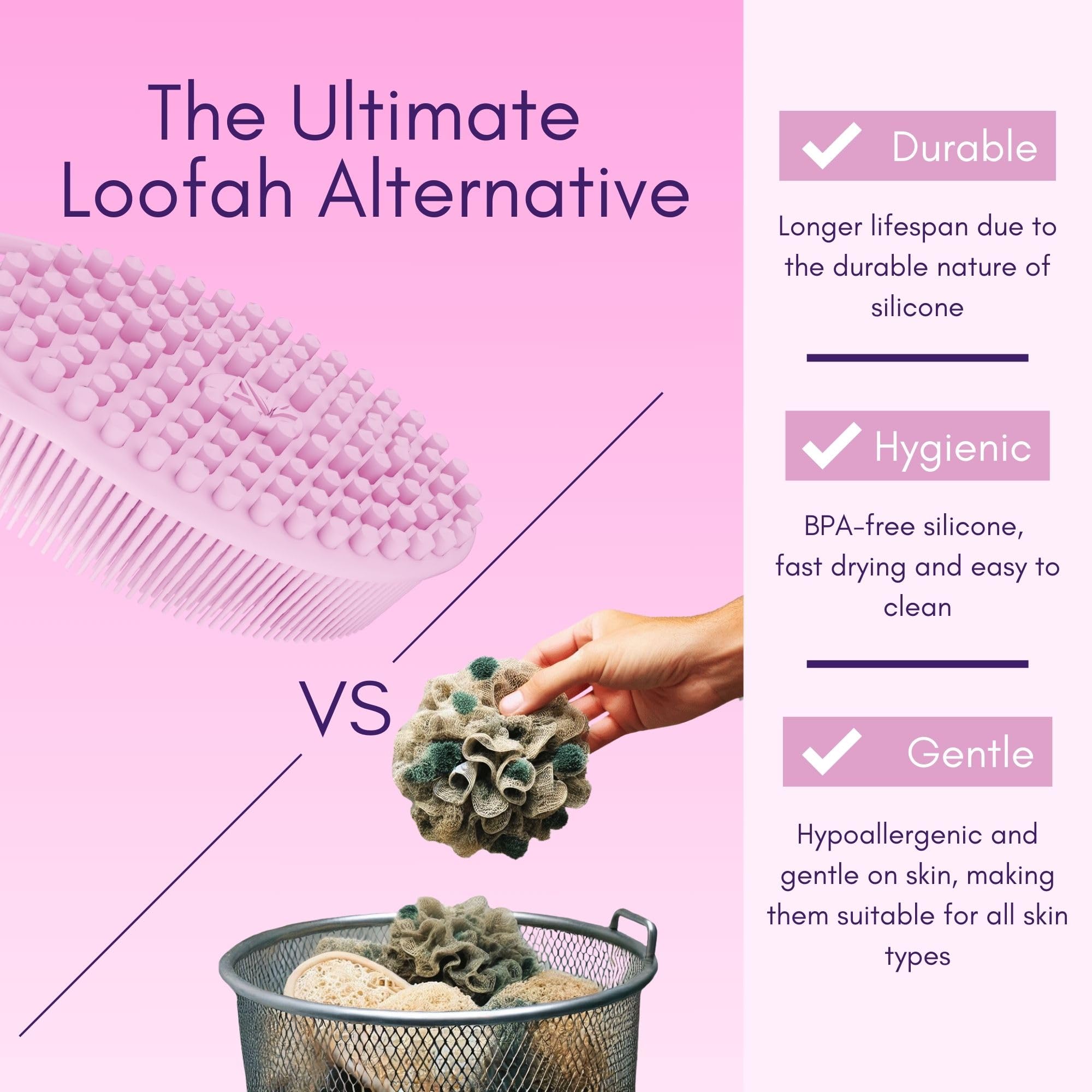 Avilana Silicone Body Scrubber – Dual-Sided Exfoliating Scrubber for Men & Women, Gentle Loofah Alternative, Easy-to-Clean Silicone Shower Scrubber for Smooth Skin – Perfect for Shower, Bath & Spa Days