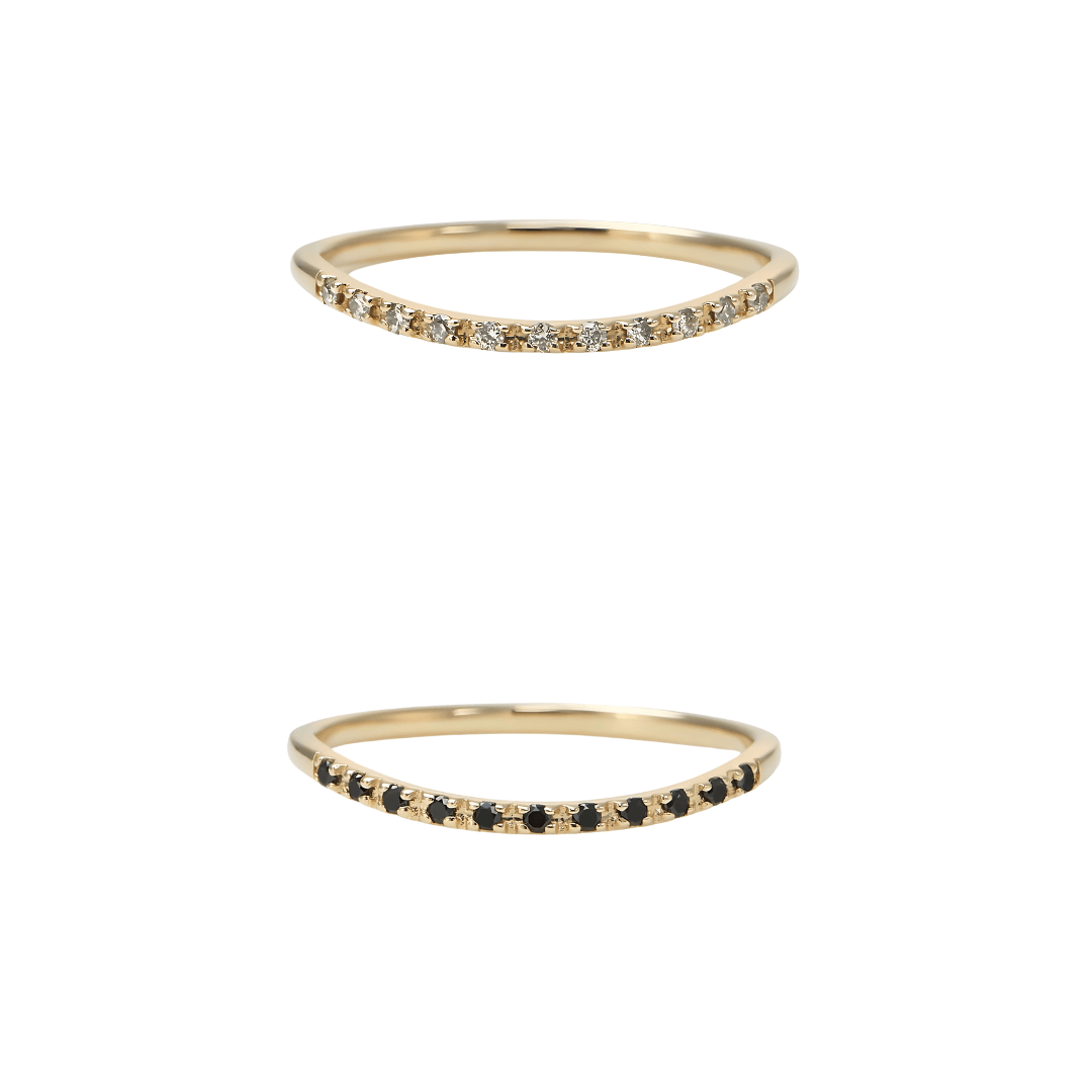 Black Zircon Half Eternity Pave Stacking Ring | HJ236 | Elegant Wedding Band, Anniversary Gift, Promise Ring for Women