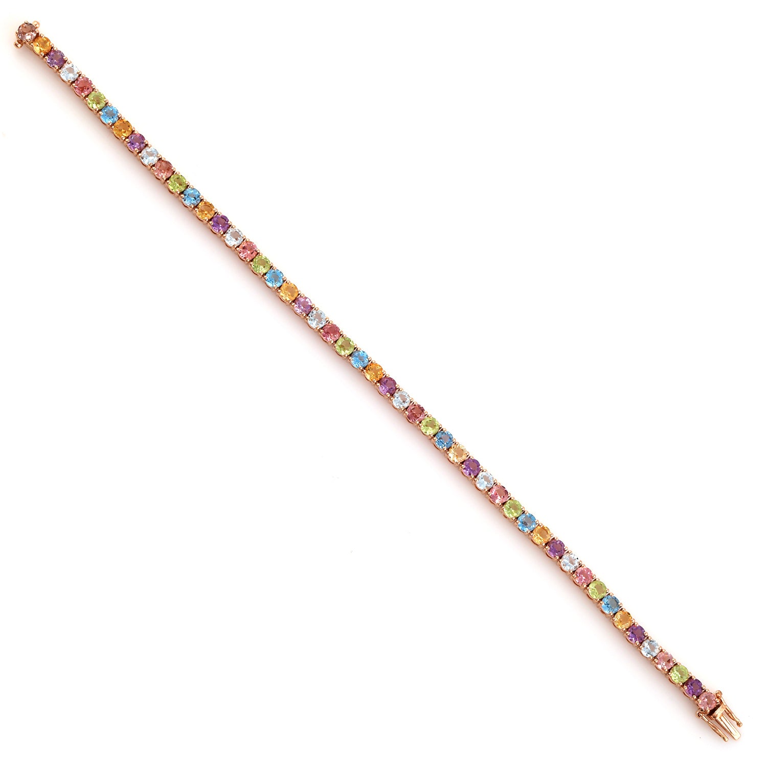 Blue Topaz Amethyst Multi Gemstone Rose Gold Bracelet - Adjustable & Flexible for Women | Perfect for Daily Wear, Gifts & Special Occasions