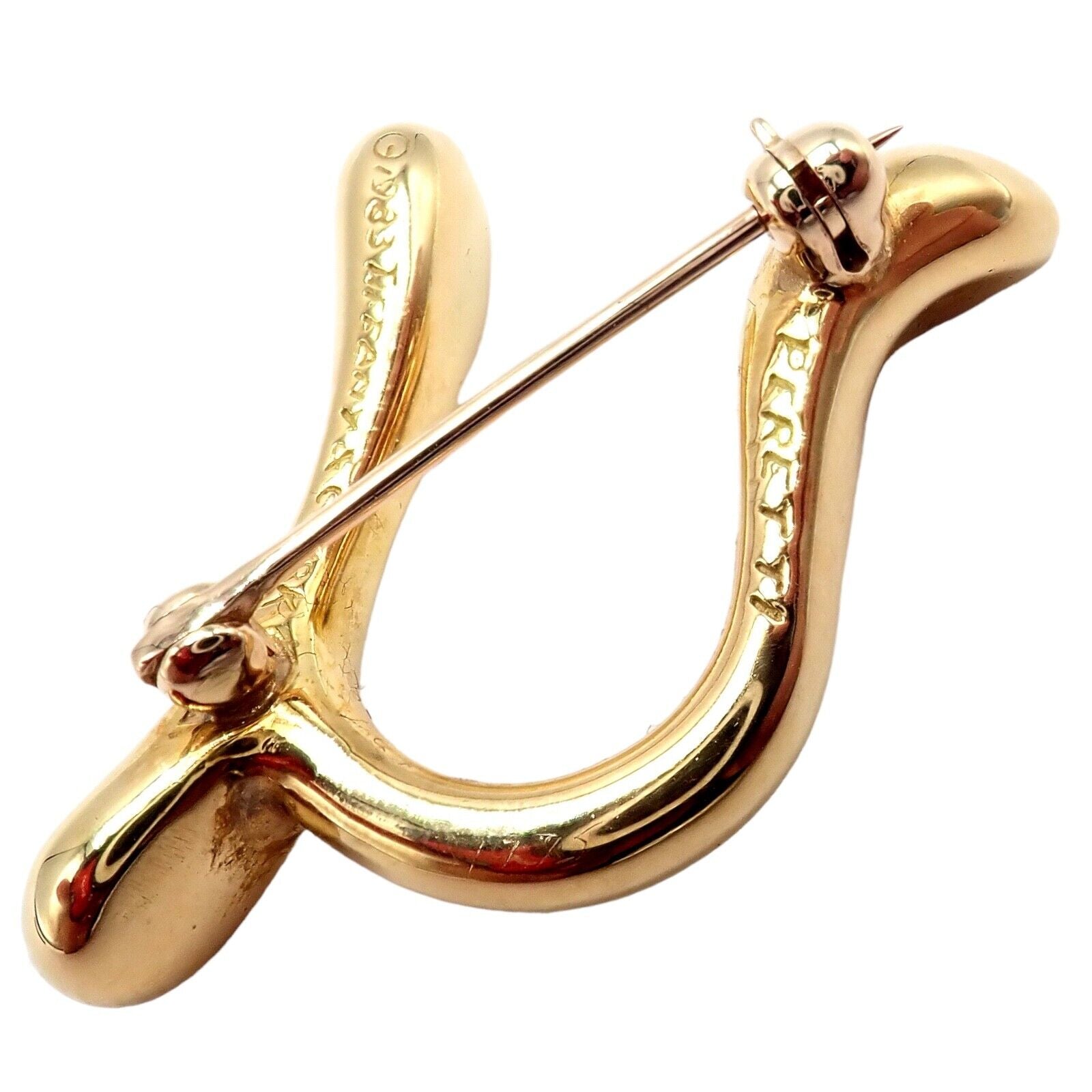 Authentic Tiffany & Co Peretti 18k Yellow Gold Initial N Pin Brooch 1983 - Vintage Luxury Jewelry for Women, Perfect for Weddings, Anniversaries & Special Occasions